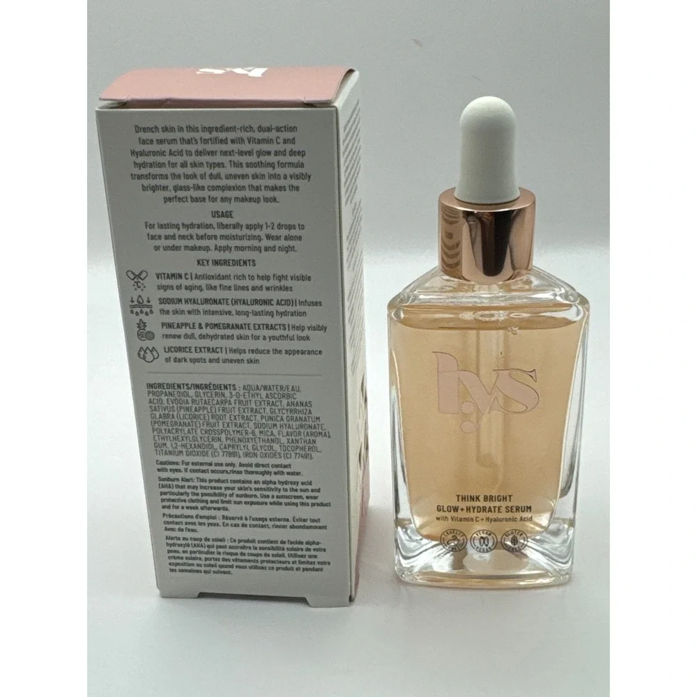 HYS‎ Beauty Think Bright Glow Hydrate Serum Vitamin C & Hyaluronic Acid 1 fl oz